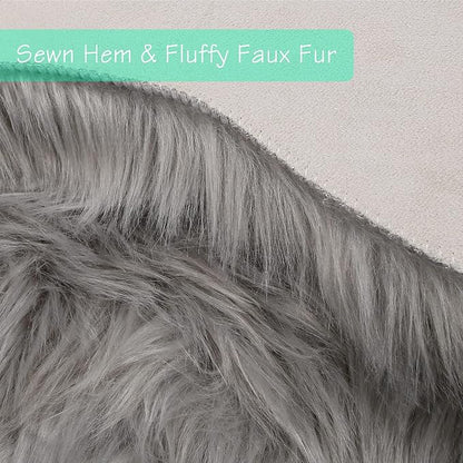 duduta Grey Faux Sheepskin Fur Rug 3x5 ft, Fluffy Carpet Rug | Shag Fuzzy - Image 4