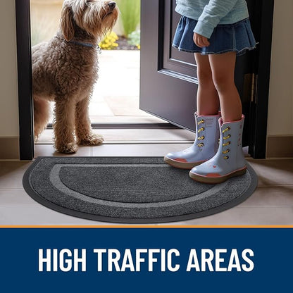 OLANLY Half Circle Front Door Mat Outside 47x23 All-Season Rubber Doormat | Grey - Image 7