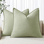 MIULEE Decorative Linen Euro Sham Pillow Covers 24x24 Light Green | Boho by MIULEE