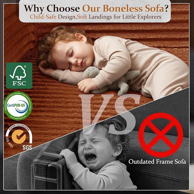 168" Cloud Sectional Couch, Comfort U Shaped Sofa - Image 4