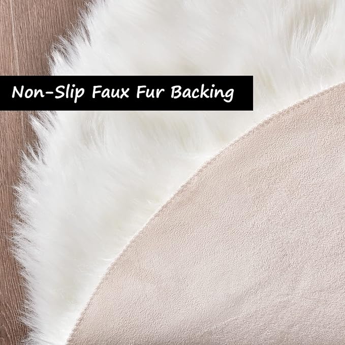 Goolela White Sheepskin Area Rug 9x12 Fluffy Fuzzy Furry Rug - Image 5