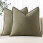 MIULEE Decorative Linen Euro Sham Pillow Covers 26x26 Light Olive Green | Boho by MIULEE