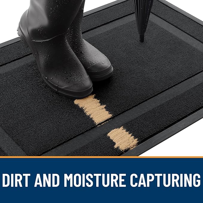 OLANLY Front Door Mat Outside 59x34, All-Season Heavy-Duty Rubber Doormat | Jet - Image 4