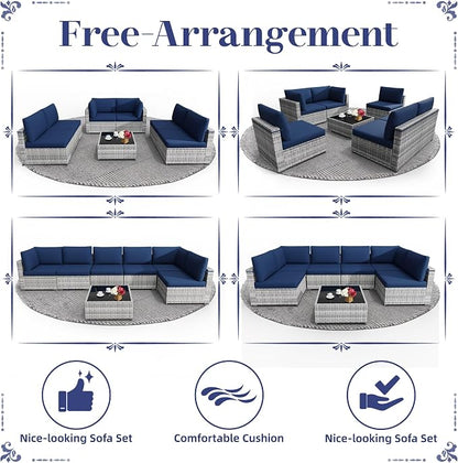 KIGOTY Patio Furniture Set, 7 Pieces Modular Outdoor Sectional Sofa, PE Rattan - Image 6