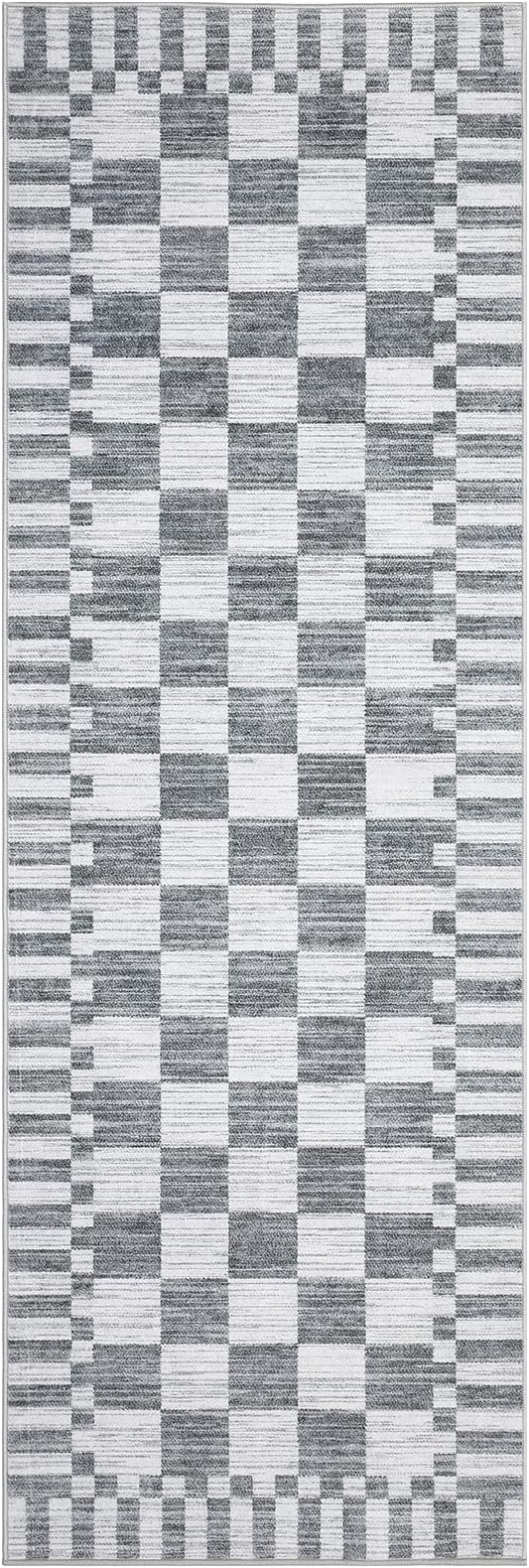 GarveeHome 2.5x10 Grey Checkered Kitchen Runner Rug - Image 5