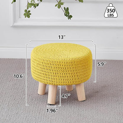 Wimarsbon Small Ottomans, 100% Hand Knitted Pouf, Round Footrest - Image 3