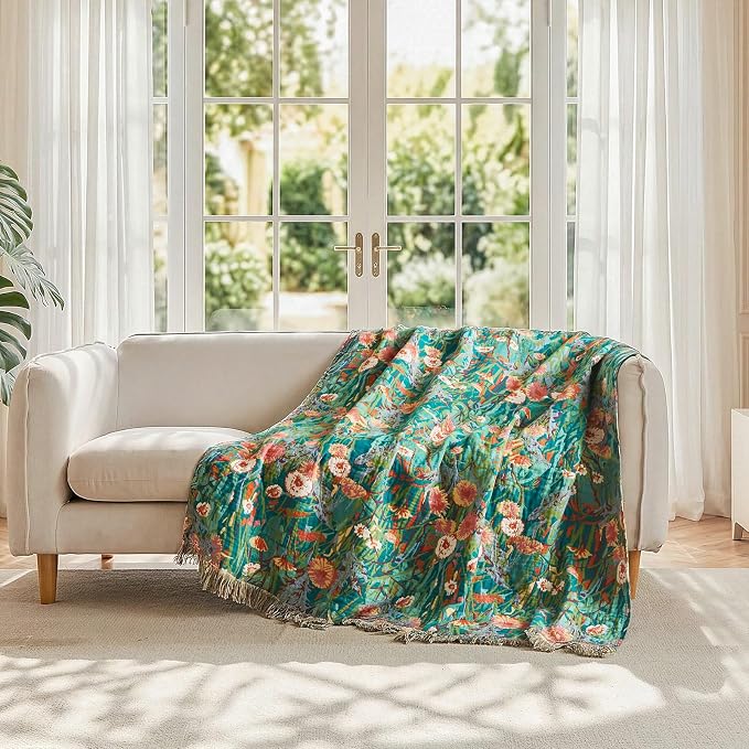 LUTBM Boho Throw Blanket for Couch Sofa Chair Cotton Summer Breathable Blankets - Image 2
