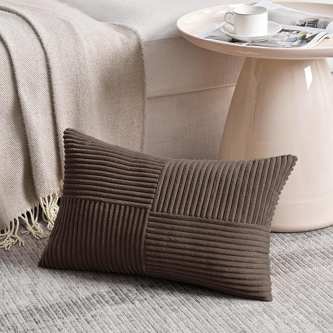 Fancy Homi 2 Packs Dark Brown Long Lumbar Decorative Throw Pillow Covers 16x24 - Image 2