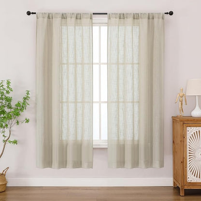 Chyhomenyc Semi Sheer Curtains 63 Inch Length 2 Panels by Chyhomenyc