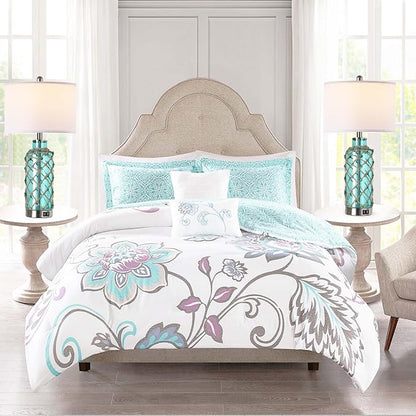 Cottage Nautical Accent Table Lamp Set of 2, Touch Control Coastal Blue Green - Image 7