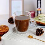 CNGLASS Large Double Wall Glass Coffee Mug 17 oz,Insulated Glass Coffee Cups with Handle,Set of 1