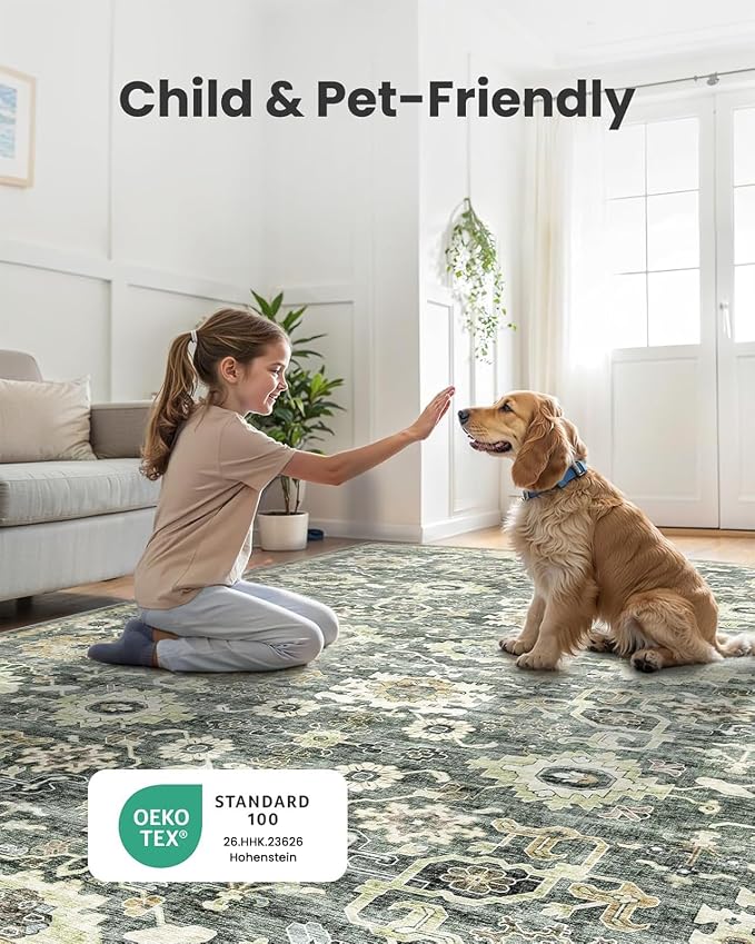 AMADA HOMEFURNISHING 10x14 Washable Area Rug, Low-Profile Large Area Rug - Image 4