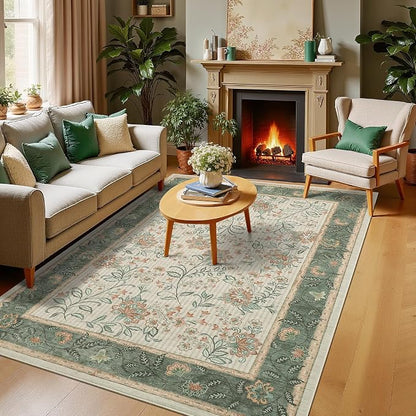 GarveeHome 4x6 Sage Green Washable Area Rug Bedroom Non Slip Nursery Room | - Image 2