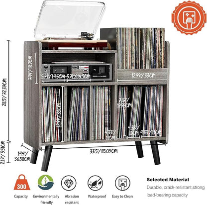 Record Player Stand, Large Record Player Table Cabinet - Image 2