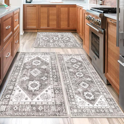 HEBE Boho Kitchen Rugs Set of 3, Non Slip Washable Kitchen Mats - Image 6