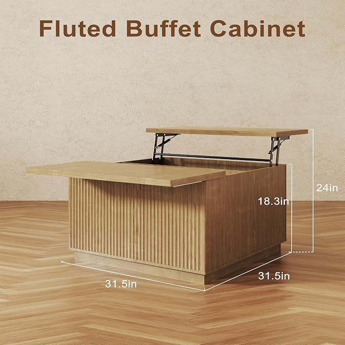 4-Piece Fluted Living Room Set Includes 31.5" Fluted Lift Top Coffee Table - Image 4