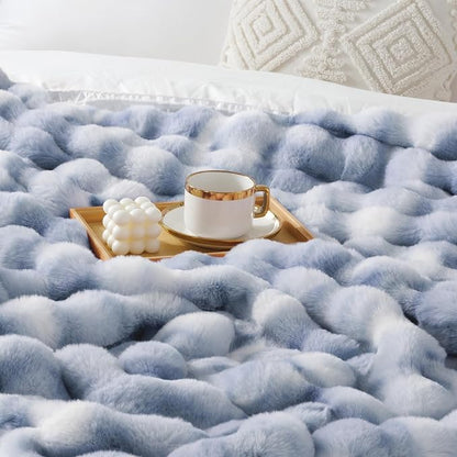 Luxury 1000GSM Rabbit Faux Fur Blanket, Super Heavy Warm Cozy Brown Blankets - Image 5