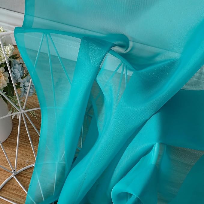 Turquoise Sheer Curtains 72 Inches Long 2 Panels - Image 5