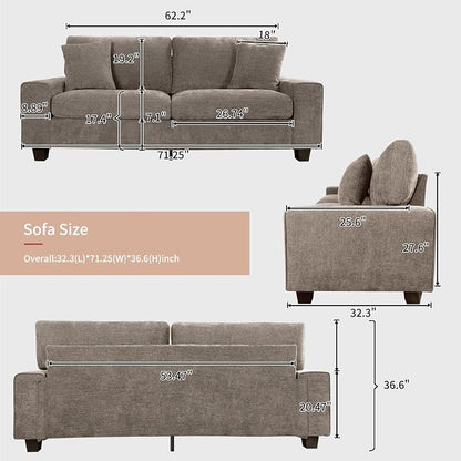 DOPEDIO Modern Loveseat Sofa for Living Room, Chenille Recliner, Removable Cover - Image 2