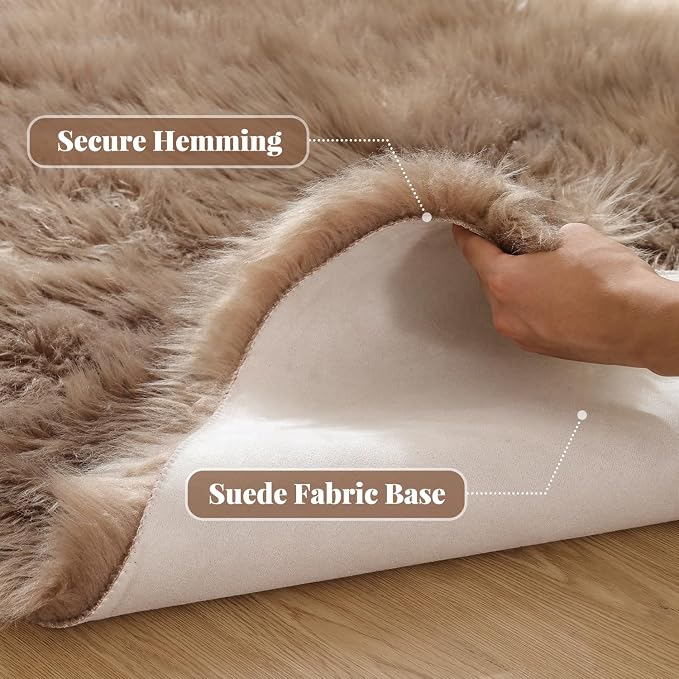 ORINOVA Beige Faux Fuzzy Area Rugs - Image 2