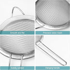 2 Pack Fine Mesh Strainer, Small Stainless Steel Sieves with Handles, for Steeping Loose Leaf Tea, Straining Cocktail, Juice and Sifting Flour, Powdered Sugar (2pcs)
