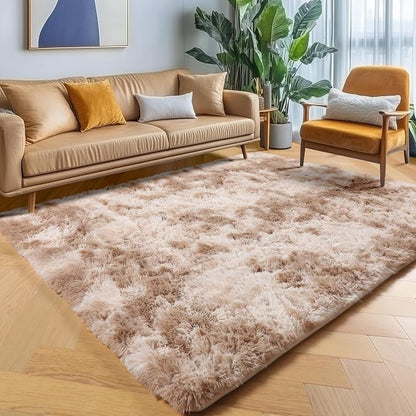 Area Rugs for Bedroom Living Room, Fluffy Tie-Dye Beige 4x6 Indoor Bedside by ONASAR