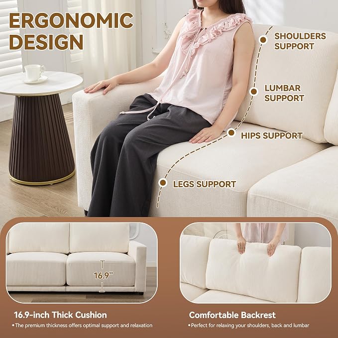 77.4" Modular Sectional Loveseat Sofa, Cloud Deep Seat Couch, Love Seat Sofas - Image 3