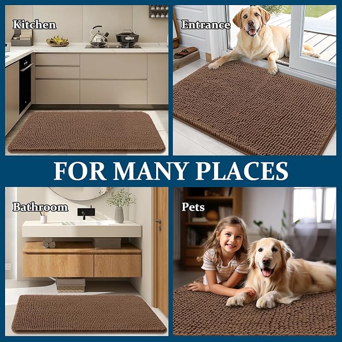 OLANLY Dog Door Mat for Muddy Paws 24x16, Super Absorbent Chenille Mud Mat | - Image 8