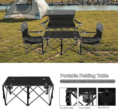 Camping Chair Set of 3, Outdoor Folding Camping Chairs - Image 6
