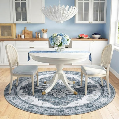 RELEANY Washable Area Rug, Round 6ft, Water Repellent, Pet Friendly, Vintage - Image 2