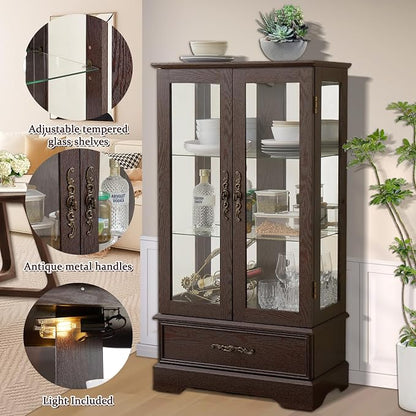 Lighted Glass Cabinet, Curio Display Cabinet - Image 3