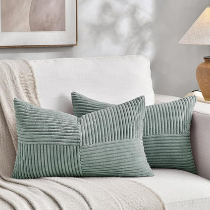 Fancy Homi 2 Packs Grey Blue Lumbar Decorative Throw Pillow Covers 14x24 Inch by Fancy+Homi