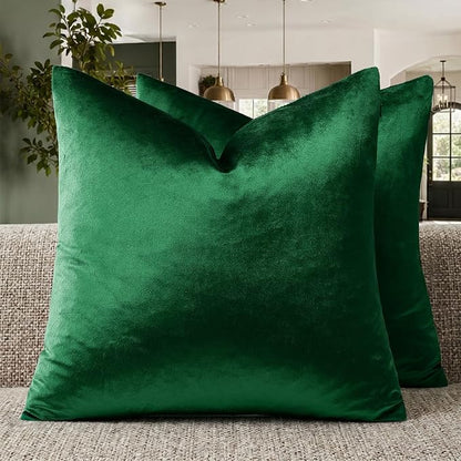 GIGIZAZA Green Velvet Pillow Covers 26x26 Decorative Pillows Pack of 2 | Throw - Image 7
