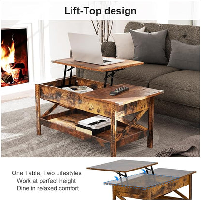 Lift Top Coffee Table with Storage, Small Coffee Table with Hidden Compartment - Image 5