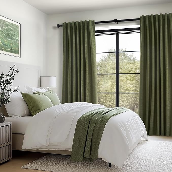 Topfinel 94 Inches Long Flax Custom Blackout Linen Curtains, Viral Pinch - Image 7