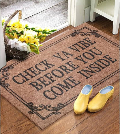 Front Door Indoor Outdoor Entrance Doormat Brown Rubber Welcome Door Mat Come - Image 2