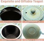 27.1oz Small Cast Iron Teapot, SECHUDO Japanese Style Tea Kettle Coated with Enameled Interior for Stovetop Safe,Cast Iron Tea Pot with Stainless Steel Strainer for Loose Leaf,Flat Fish Pattern(800ml)