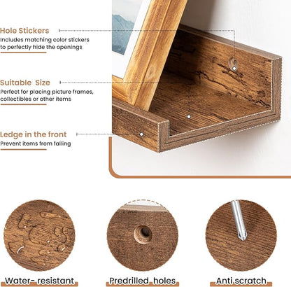 Fun Memories Picture Ledge Shelves Set of 2, 55 Inch Rustic Wall Mounted - Image 4