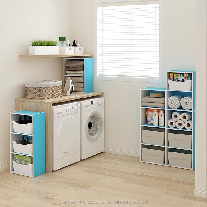 Furinno Luder Bookcase / Book / Storage, Light Blue/White - Image 2