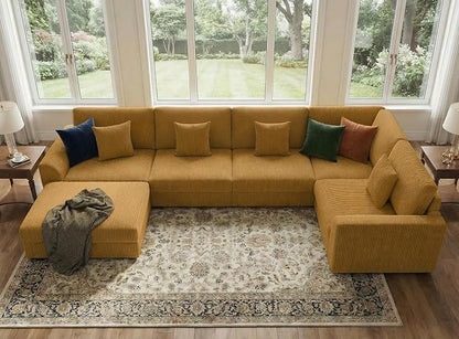 146" Modular Sectional Sofa, Oversized U Shaped Couch, Convertible Sleeper Sofa - Image 4