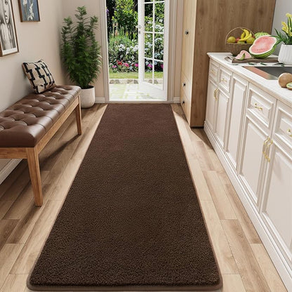 2x8 Runner Rug for Hallway, Long Runner Rugs Non Slip, Coffee | Soft Washable by AROGANAREARUG