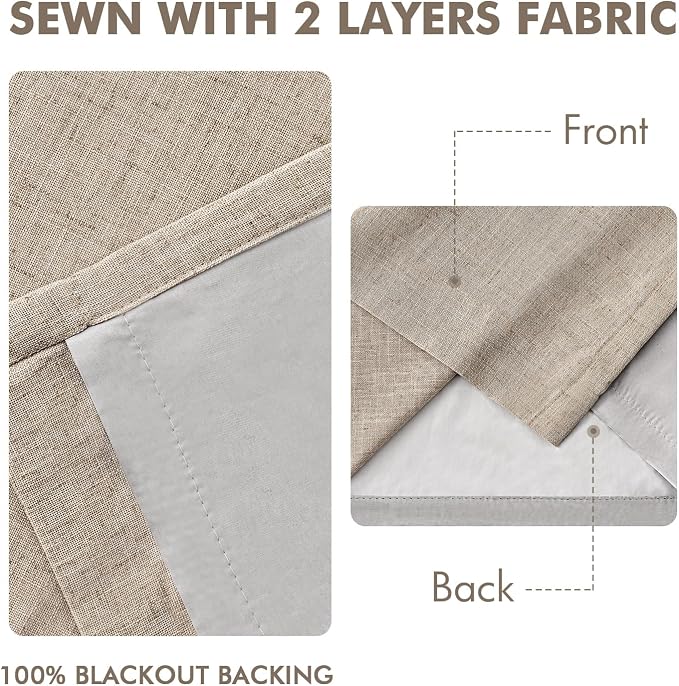 MIULEE Sand Pinch Pleated 100% Blackout Linen Curtains 40x96 Inches | Room - Image 5