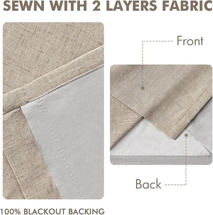 MIULEE Sand Pinch Pleated 100% Blackout Linen Curtains 40x102 Inches | Room - Image 5
