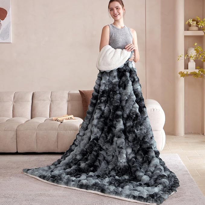 50x60 Inches Ultra-Soft Fuzzy Faux Fur Plush Throw Blanket - Image 4