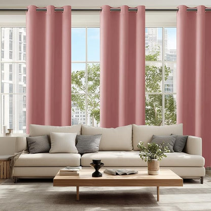Blackout Curtains for Bedroom 2 Panels 42 x 84 Inch Long Dusty Rose | Thermal - Image 6