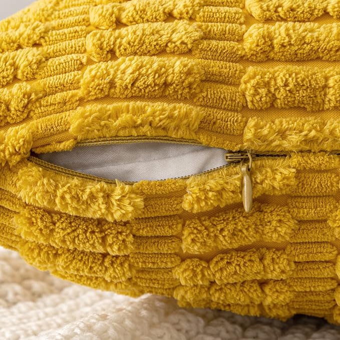 MIULEE Decorative Throw Pillow Covers 16x16 Mustard Yellow Pack of 2 | Soft - Image 3