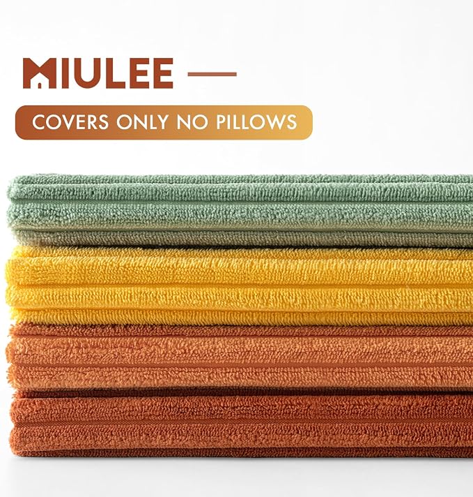 MIULEE Fall Decorative Throw Pillow Covers Yellow Rust Green 18x18 | Set of 4 - Image 8