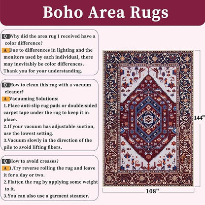 SERISSA 9x12 Washable Non Slip Boho Area Rug - Image 2