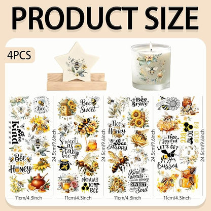 4 Sheets Rub on Transfers for Crafts, Bees Furniture Transfers for Wood - Image 2