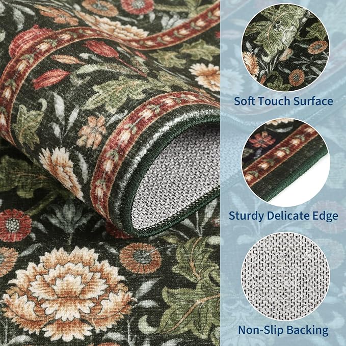GarveeHome Small Forest Green Entryway Rug, 2x3 Washable Front Door Rug Indoor - Image 4